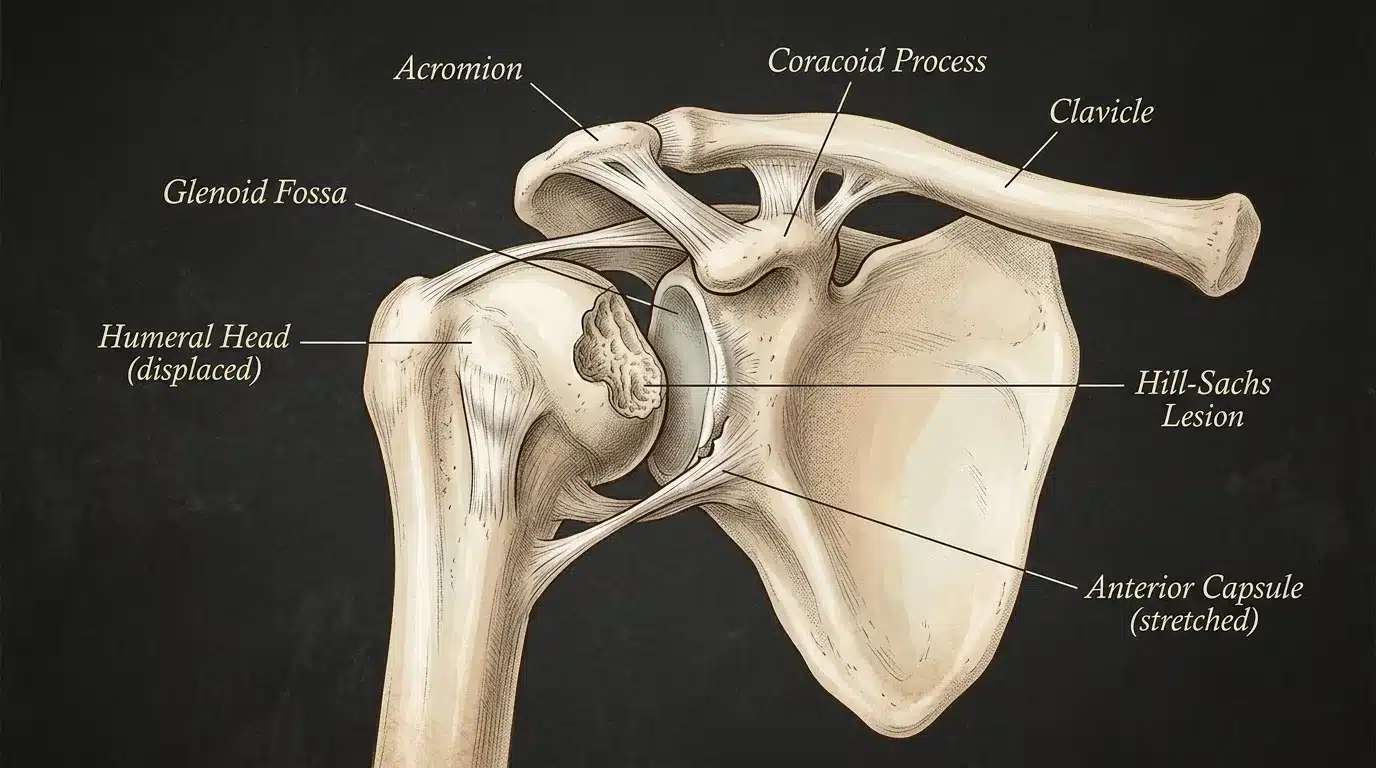 Anatomie de l'épaule avec luxation humérale antérieure