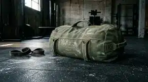 Sac de musculation TITAN 60LB sur sol de gymnase